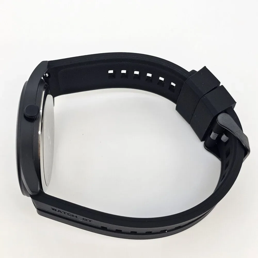 Men's Military Field Watch 42MM Black Case Black‎ Dial Black Plastic Band Straps